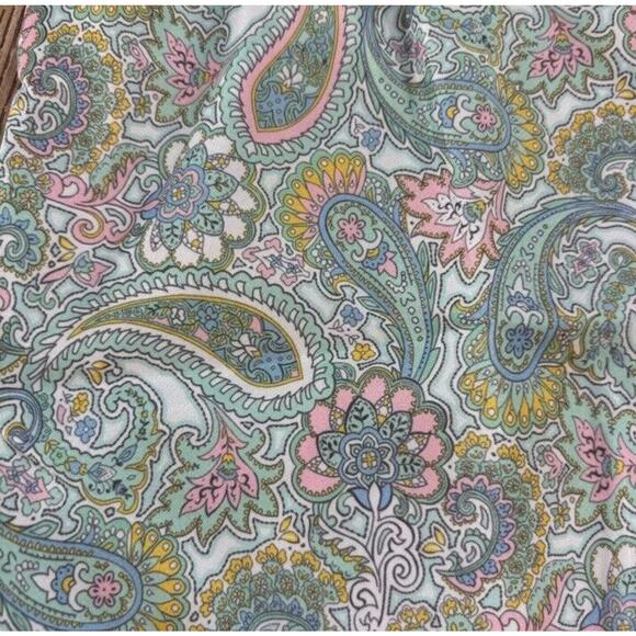 ASOS Miss Selfridge Green Paisley Satin Midi Skirt Slit Elastic Waist Size 8 NEW - Picture 5 of 7